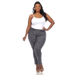 Plus Size Faux Suede Snake Print Pants