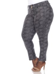 Plus Size Faux Suede Snake Print Pants