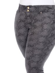 Plus Size Faux Suede Snake Print Pants