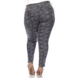 Plus Size Faux Suede Snake Print Pants