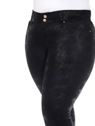 Plus Size Faux Suede Snake Print Pants