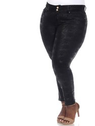 Plus Size Faux Suede Snake Print Pants