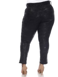 Plus Size Faux Suede Snake Print Pants