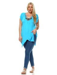 Plus Size Fenella Tunic Top - Teal