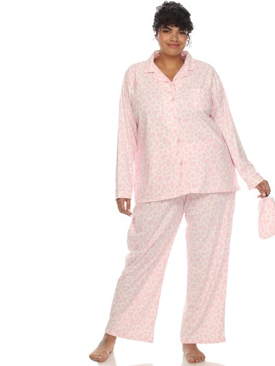 White Mark Plus Size Giraffe Print Three-Piece Pajama Set product