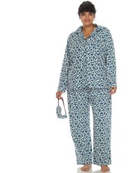 Plus Size Giraffe Print Three-Piece Pajama Set