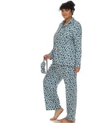 Plus Size Giraffe Print Three-Piece Pajama Set