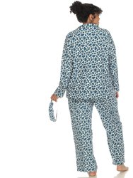 Plus Size Giraffe Print Three-Piece Pajama Set