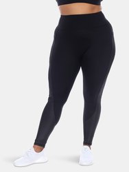Plus Size High-Waist Mesh Fitness Leggings - Black