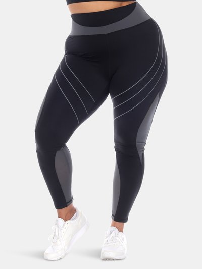 White Mark Plus Size High-Waist Reflective Piping Fitness Leggings product