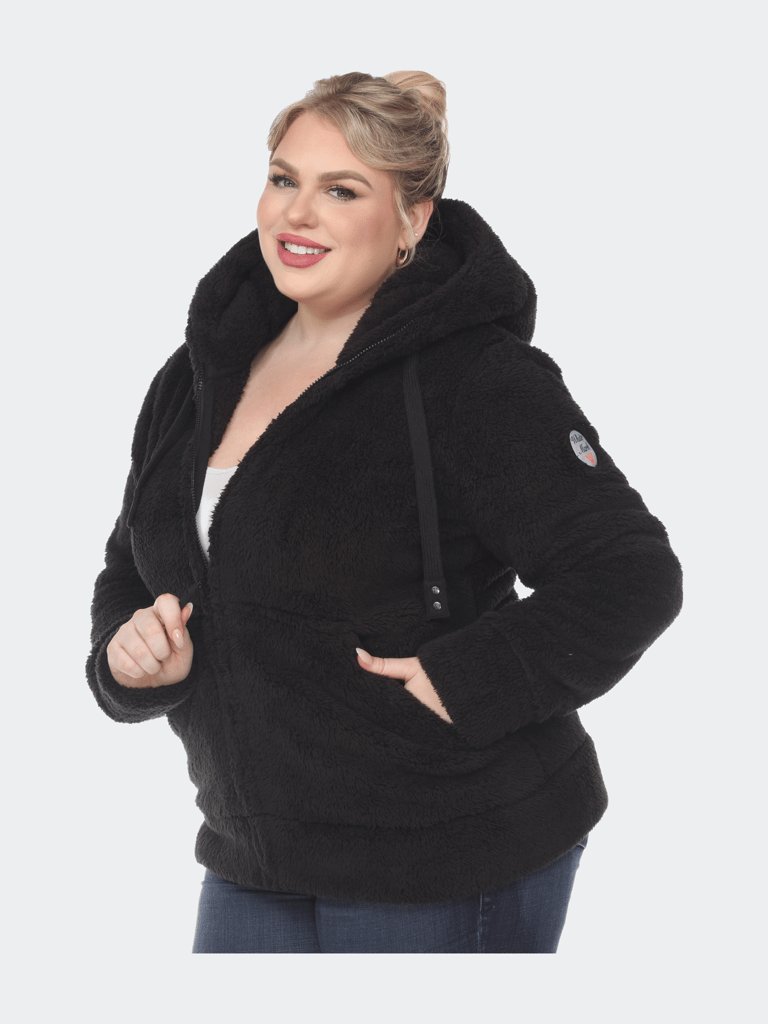 Plus Size Hooded Sherpa Jacket