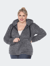 Plus Size Hooded Sherpa Jacket - Charcoal