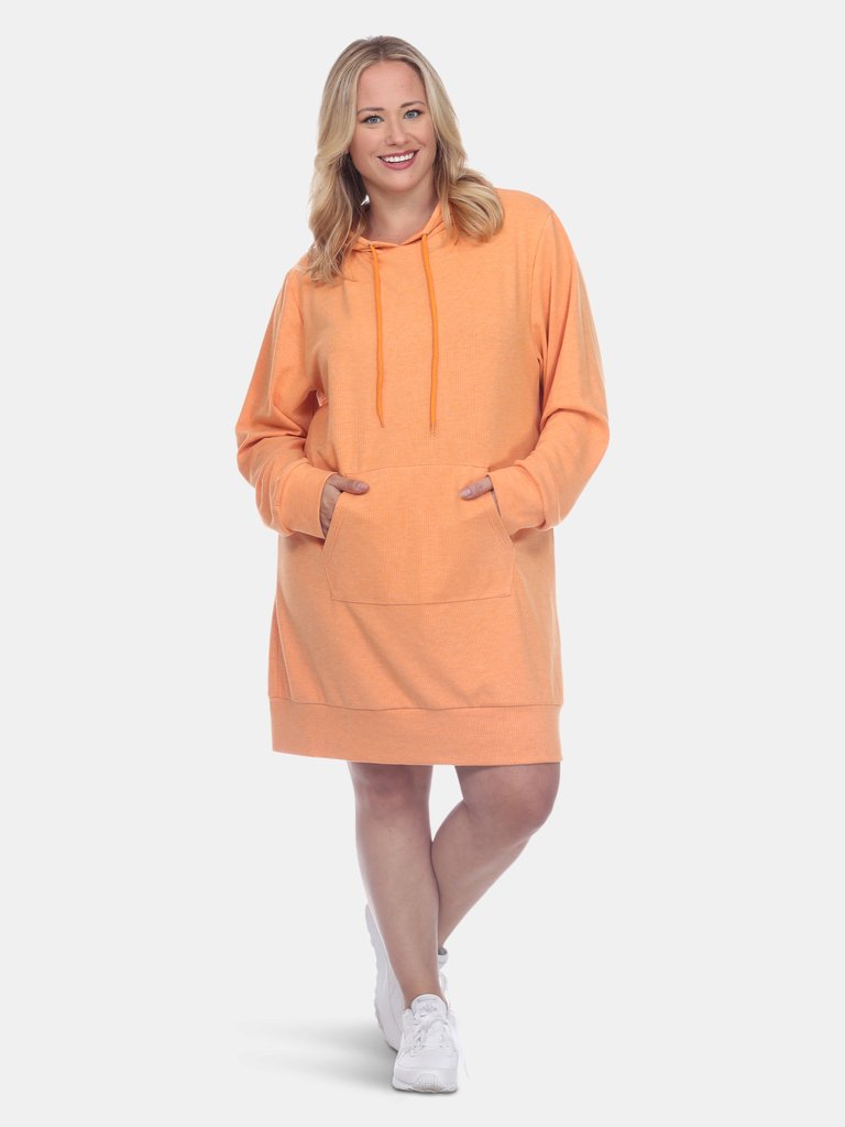 Plus Size Hoodie Sweatshirt Dress - Orange