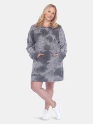 Plus Size Hoodie Tie Dye Sweatshirt Dress - Charcoal Tie Dye