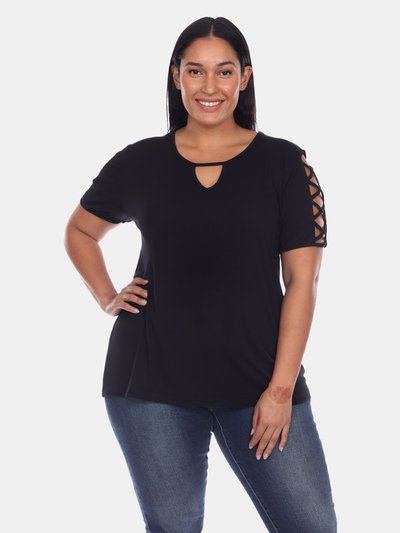 White Mark Plus Size Keyhole Neck Cutout Short Sleeve Top product