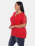 Plus Size Keyhole Neck Cutout Short Sleeve Top