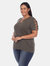 Plus Size Keyhole Neck Cutout Short Sleeve Top