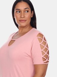 Plus Size Keyhole Neck Cutout Short Sleeve Top