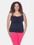 Plus Size Lace Trim Tank Top - Navy