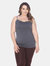 Plus Size Lace Trim Tank Top - Charcoal