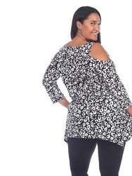 Plus Size Leopard Cold Shoulder Tunic