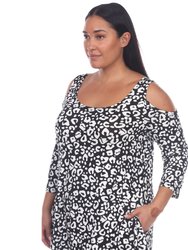 Plus Size Leopard Cold Shoulder Tunic