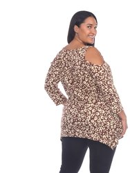 Plus Size Leopard Cold Shoulder Tunic
