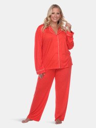 Plus Size Long Sleeve Pajama Set - Red