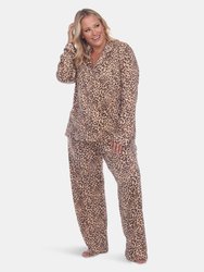 Plus Size Long Sleeve Pajama Set - Cheetah