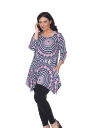 Plus Size Maji Tunic Top - Red Geo