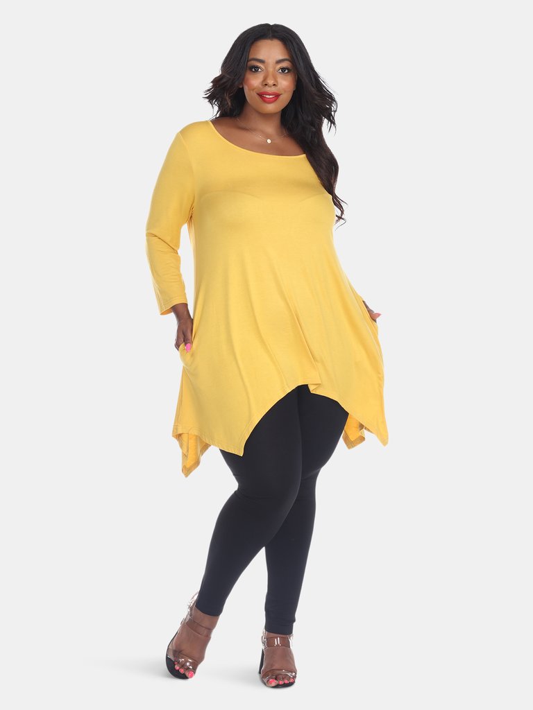 Plus Size Makayla Tunic Top - Mustard