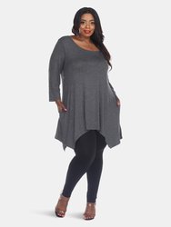 Plus Size Makayla Tunic Top - Charcoal