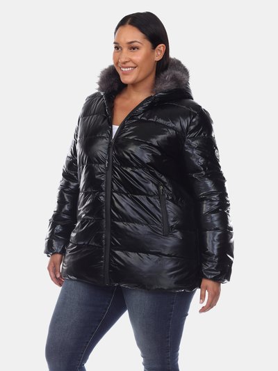 White Mark Plus Size Metallic Puffer Coat with Hoodie product
