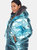 Plus Size Metallic Puffer Coat with Hoodie