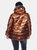 Plus Size Metallic Puffer Coat with Hoodie