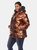 Plus Size Metallic Puffer Coat with Hoodie - Brown