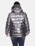 Plus Size Metallic Puffer Coat with Hoodie