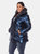 Plus Size Metallic Puffer Coat with Hoodie - Blue