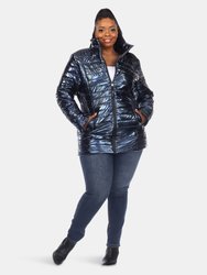 Plus Size Metallic Puffer Coat