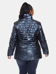 Plus Size Metallic Puffer Coat