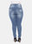 Plus Size Paint Effect Light Blue Denim