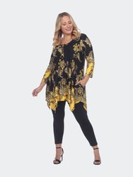 Plus Size Paisley Scoop Neck Tunic Top with Pockets