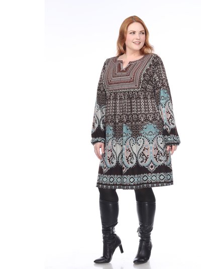 White Mark Plus Size Phebe Embroidered Sweater Dress product