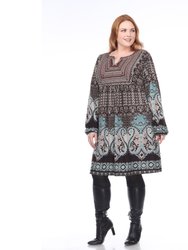 Plus Size Phebe Embroidered Sweater Dress - Brown
