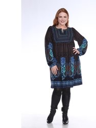 Plus Size Phebe Embroidered Sweater Dress - Blue