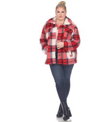 Plus Size Plaid Shacket - Red