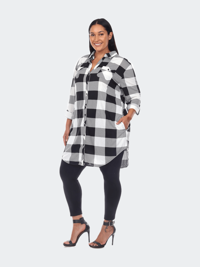 Plus Size Plaid Tunic Shirt