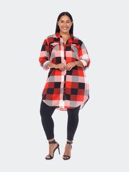 Plus Size Plaid Tunic Shirt - Red/Black