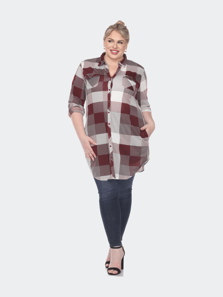 Plus Size Plaid Tunic Shirt