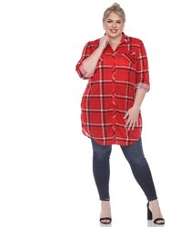 Plus Size Plaid Tunic Top - Red